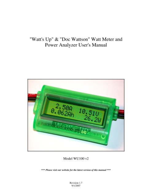 &quot;Watt's Up&quot; &amp; &quot;Doc Wattson&quot; Watt Meter and Power  ... - Powerwerx
