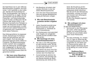 Broschüre: Bewohnerparken in der Stadt Moers ( PDF , 54.94