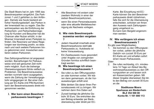 Broschüre: Bewohnerparken in der Stadt Moers ( PDF , 54.94