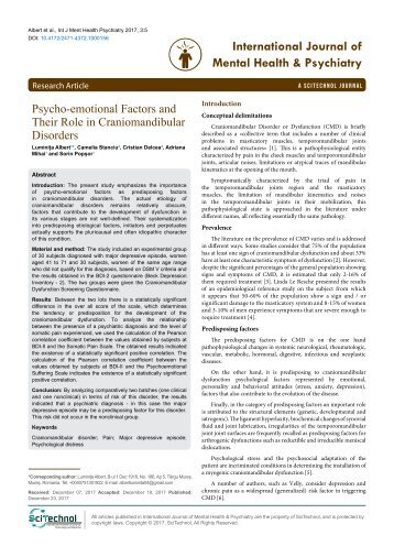 Psycho-emotional Factors and Their Role in Craniomandibular Disorders