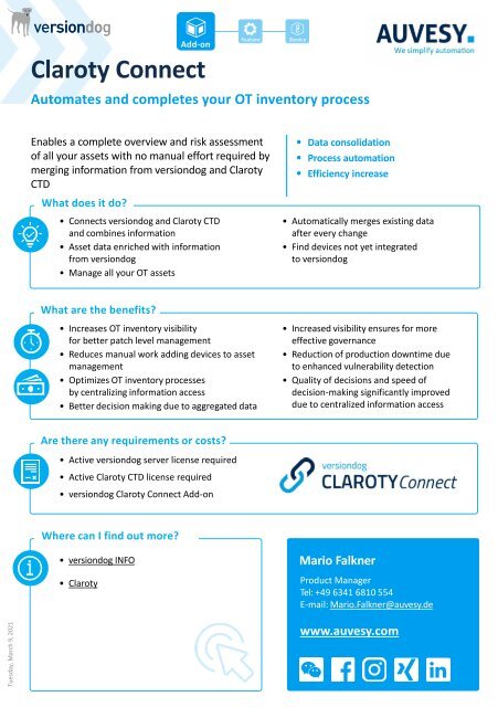 onePager Claroty Connect