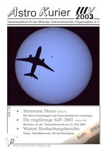 Sternwarte Moers (Seite 4) Die ringförmige SoFi 2003 (Seite 8ff ...