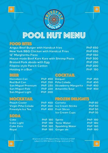 Towel Hut Menu