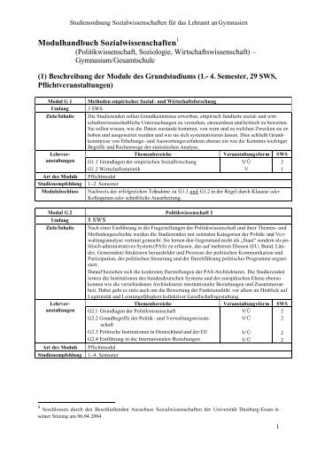 Modulhandbuch Sozialwissenschaften