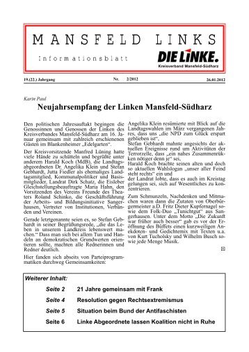 MANSFELD LINKS - DIE LINKE. Kreisverband Mansfeld-Südharz