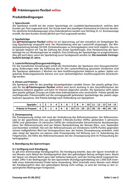 Produktbedingungen Sparkasse Mansfeld Sudharz