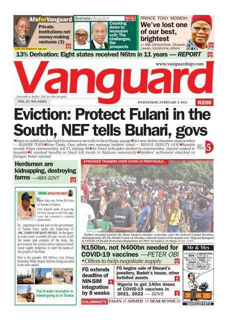 03022021 - Eviction: Protect Fulani in the South, NEF tells Buhari, govs