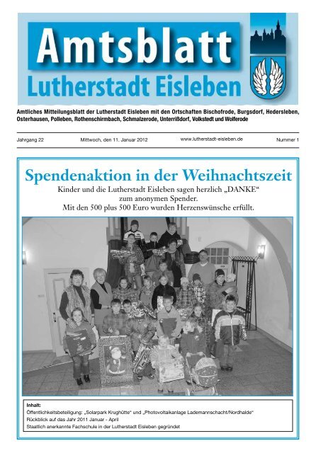 Spendenaktion in der Weihnachtszeit - Lutherstadt Eisleben