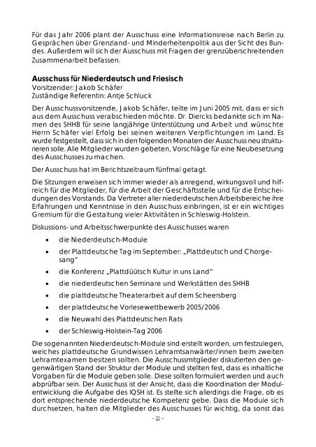 Jahresbericht 2005/2006 - Schleswig-Holsteinischer Heimatbund eV