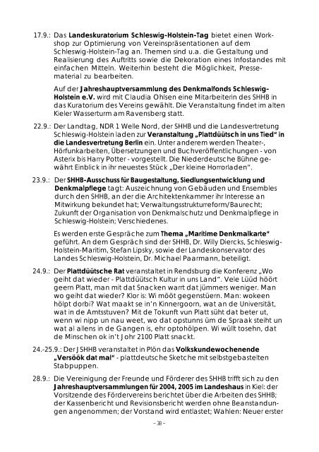 Jahresbericht 2005/2006 - Schleswig-Holsteinischer Heimatbund eV