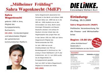Sahra Wagenknecht (MdEP) - DIE LINKE. Kreisverband Essen