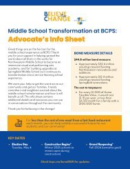 BCPS Middle School Transformation Bond Info Sheet