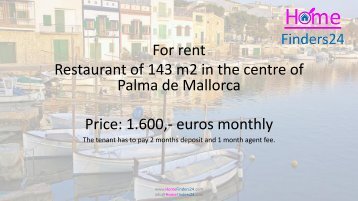 For rent this 143 m2 restaurant in the centre of Palma, with NO traspaso. (LOC0035)