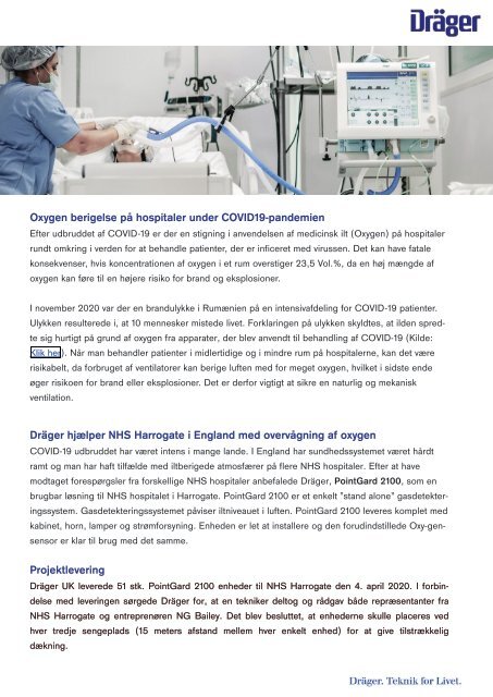 Dräger hjælper NHS Harrogate hospitalet i England 