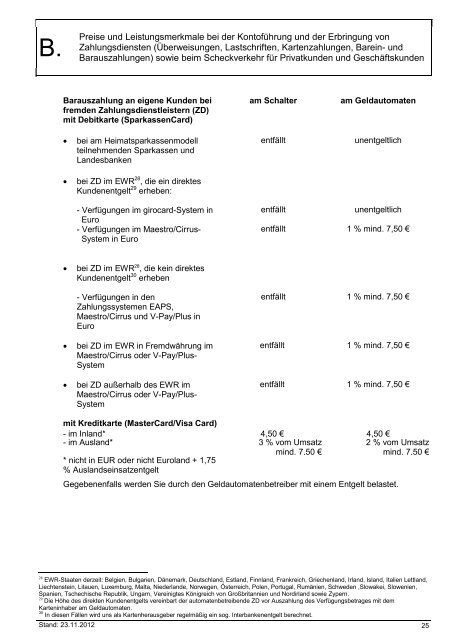 und Leistungsverzeichnis - Sparkasse Neumarkt i d OPf-Parsberg