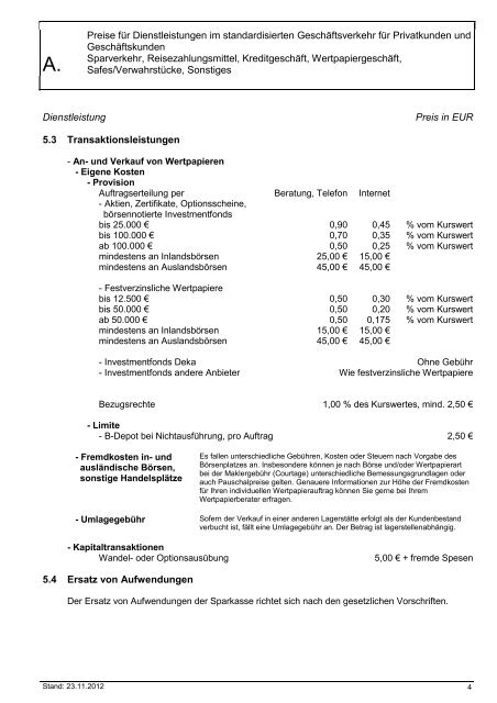 und Leistungsverzeichnis - Sparkasse Neumarkt i d OPf-Parsberg