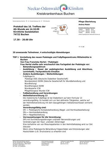 Kreiskrankenhaus Mosbach - Initiative Chronische Wunden eV