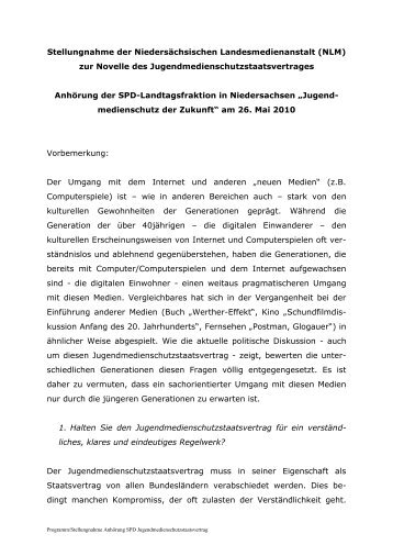 Stellungnahme Nds. Landesmedienanstalt - SPD-Fraktion im ...