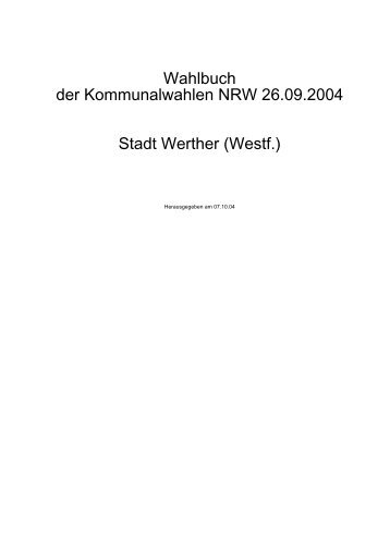 Wahlbuch der Kommunalwahlen NRW 26.09.2004 Stadt Werther ...
