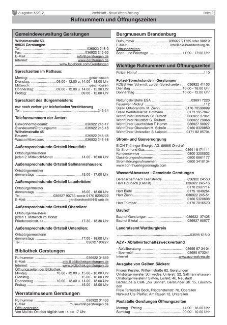 WERRA -ZEITUNG WERRA -ZEITUNG - Gemeinde Gerstungen