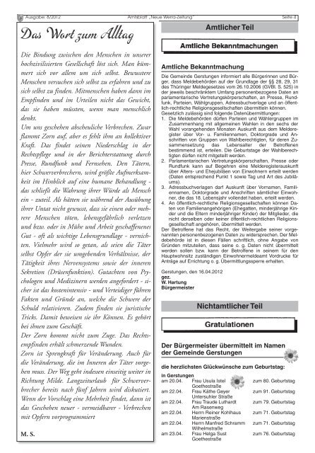 WERRA -ZEITUNG WERRA -ZEITUNG - Gemeinde Gerstungen