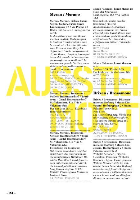 ausstellungen mostre - Kultur bz it