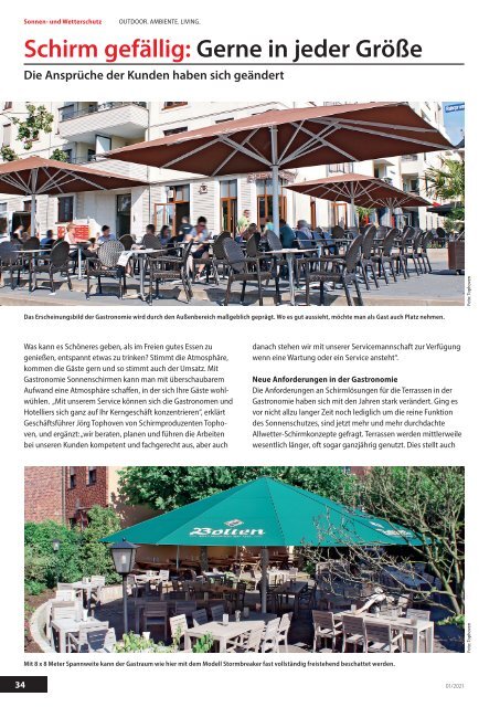 OUTDOOR. AMBIENTE. LIVING. 2021 - Das Magazin für Gastronomie und Hotellerie