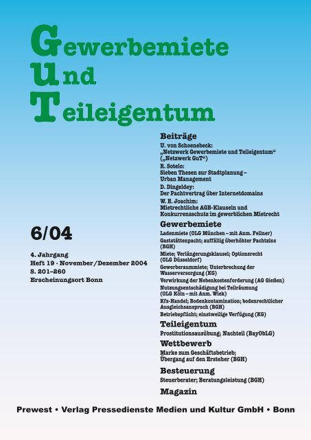 Fachzeitschrift "Gewerbemiete und Teileigentum" (GuT)