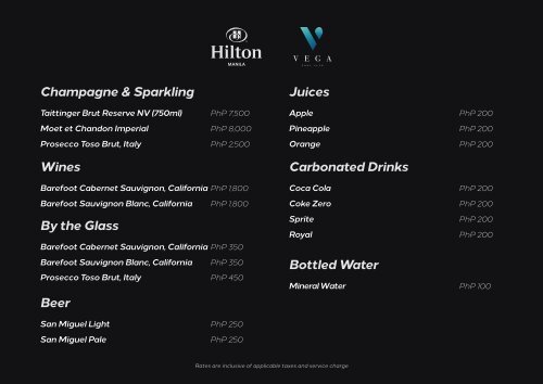 Vega Bev Menu