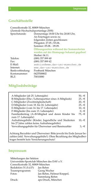 Mitteilungen 1/2010 - Sektion USC München des DAV