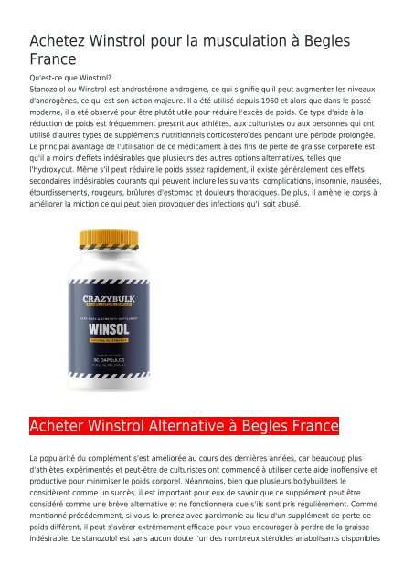 Achetez Winstrol pour la musculation à Begles France