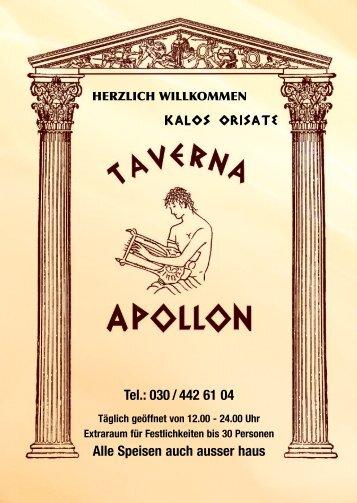 © Speisekarten Shop.de - Taverna Apollon