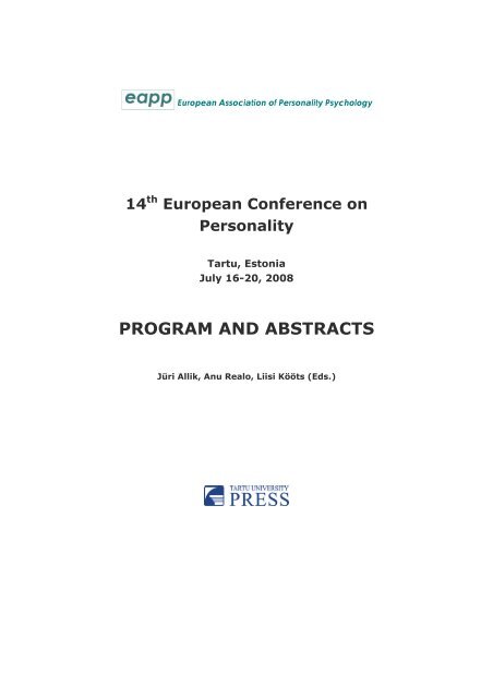 Program And Abstracts European Association Of Personality