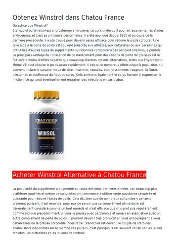 Obtenez Winstrol dans Chatou France