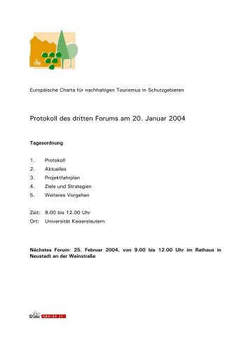 Protokoll des dritten Forums am 20. Januar 2004 - Naturpark ...