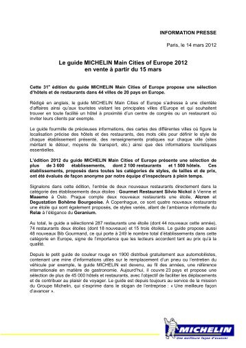 Le guide Michelin Main Cities of Europe 2012