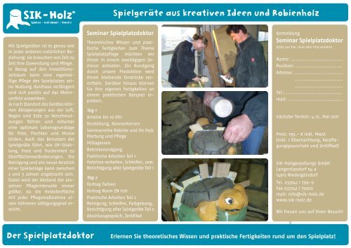 Spielgeräte aus kreativen Ideen und Robienholz Der Spielplatzdoktor