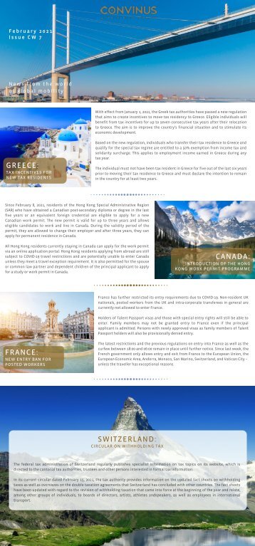 CONVINUS Global Mobility Alert CW 7