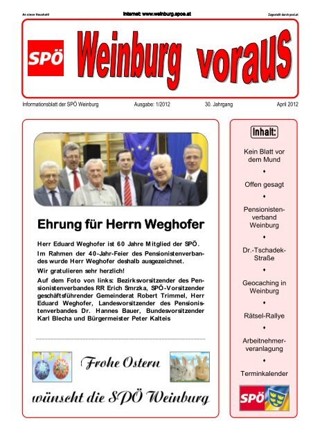 Ehrung für Herrn Weghofer - SPÖ Weinburg