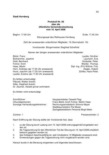 Protokoll 06 vom 16.04.2008 - Hornberg