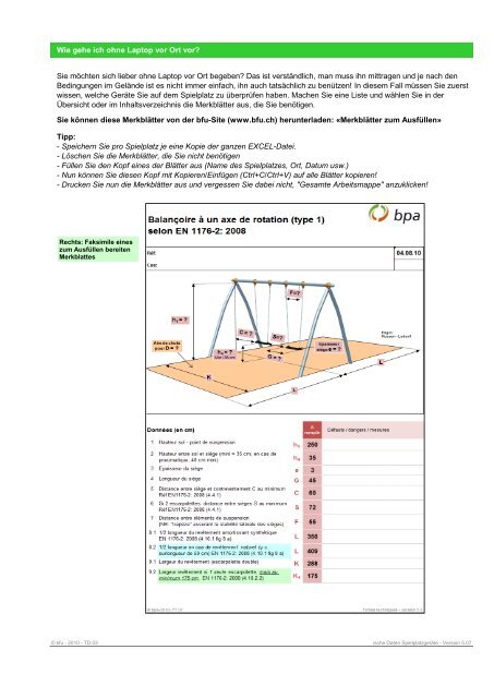Merkblätter für Spielplatzgeräte MERKBLÄTTER ZUM ... - BfU