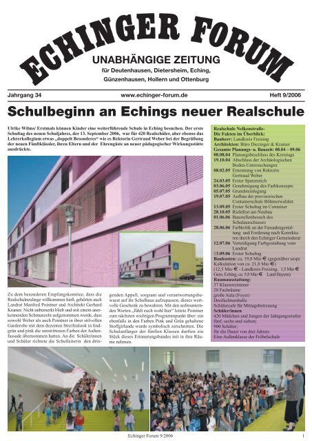 Schulbeginn an Echings neuer Realschule - Echinger Forum