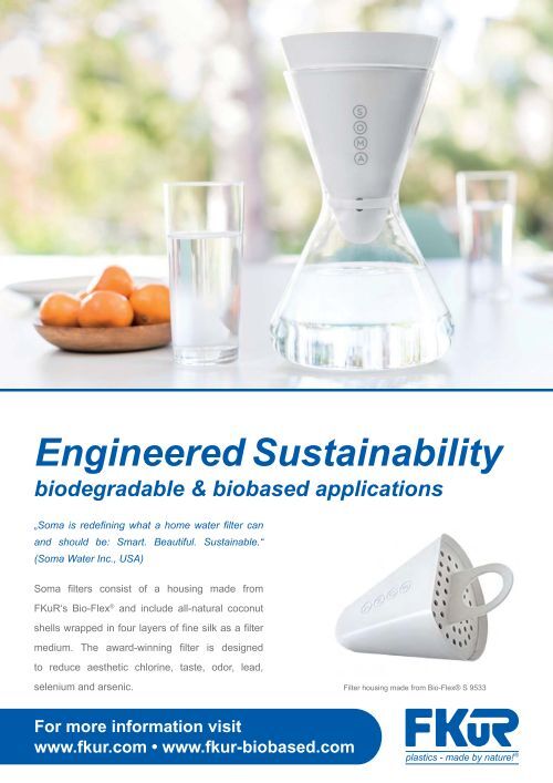 Soma's award-winning water filter made from bioplastic from FKuR