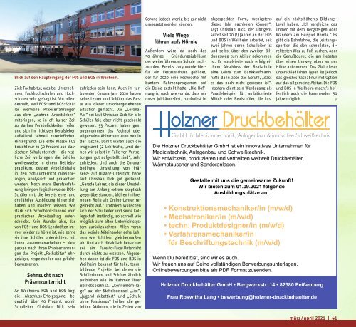 tassilo - das Magazin rund um Weilheim und die Seen - Ausgabe März/April 2021