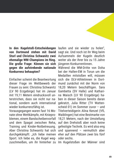 Das Programm zu den 68. Deutschen Leichtathletik-Hallenmeisterschaften in Dortmund