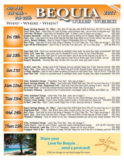Bequia this Week - 19th February - 25th February 2021