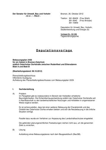 Deputationsvorlage - Der Senator für Umwelt, Bau und Verkehr ...