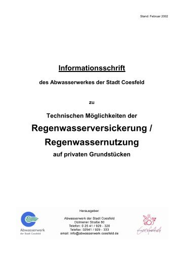 Regenwasserversickerung / Regenwassernutzung - Abwasserwerk ...