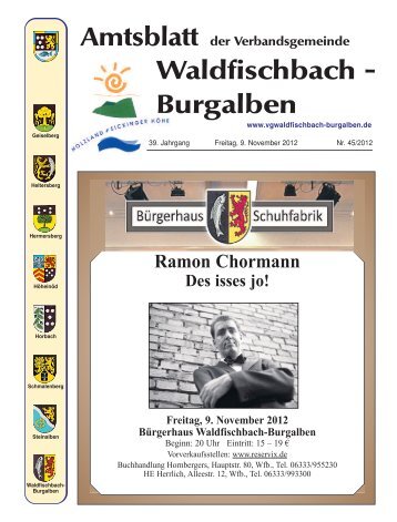 Amtsblatt der Verbandsgemeinde Waldfischbach ... - Begrüßung