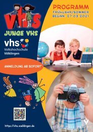 Virtueller Blätterkatalog der Jungen VHS Völklingen Frühjahr/Sommer 2021